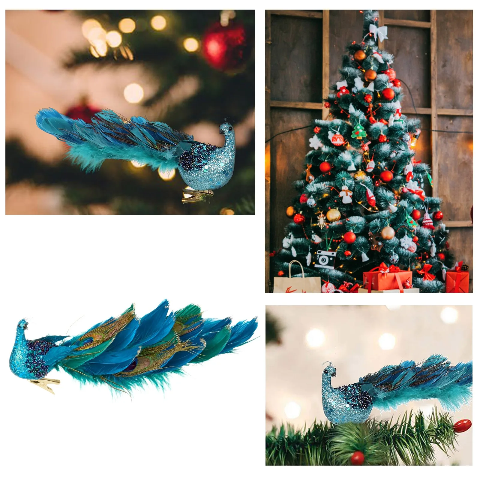 

Seasonal Glittered Bird Clip-On Wedding Christmas Decor Lifelike Halloween Decorative Hanging Elegance Ornaments Decorations