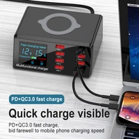multi function mobile phone fast charger qc3 0 multi port usb digital display voltage and current pd18w flash wireless charging