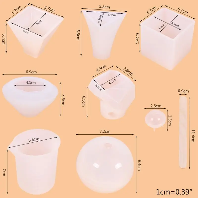 

1Set Cuboid Pyramid Round Sphere Silicone Crystal Epoxy Mold Pendant Casting Mould DIY Crafts Jewelry Making Tool