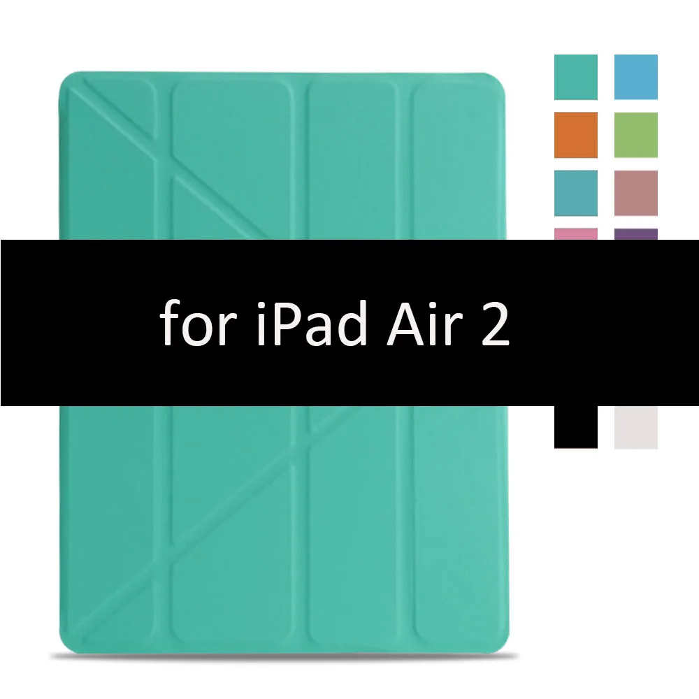 Green-2 Чехол для iPad Air 2 1, чехол, из искусственной кожи и ультратонкая задняя крышка из поликарбоната, умный чехол, Магнитный чехол для iPad air 2, A1566, A1567, откидная подставка - Цвет: Green-2