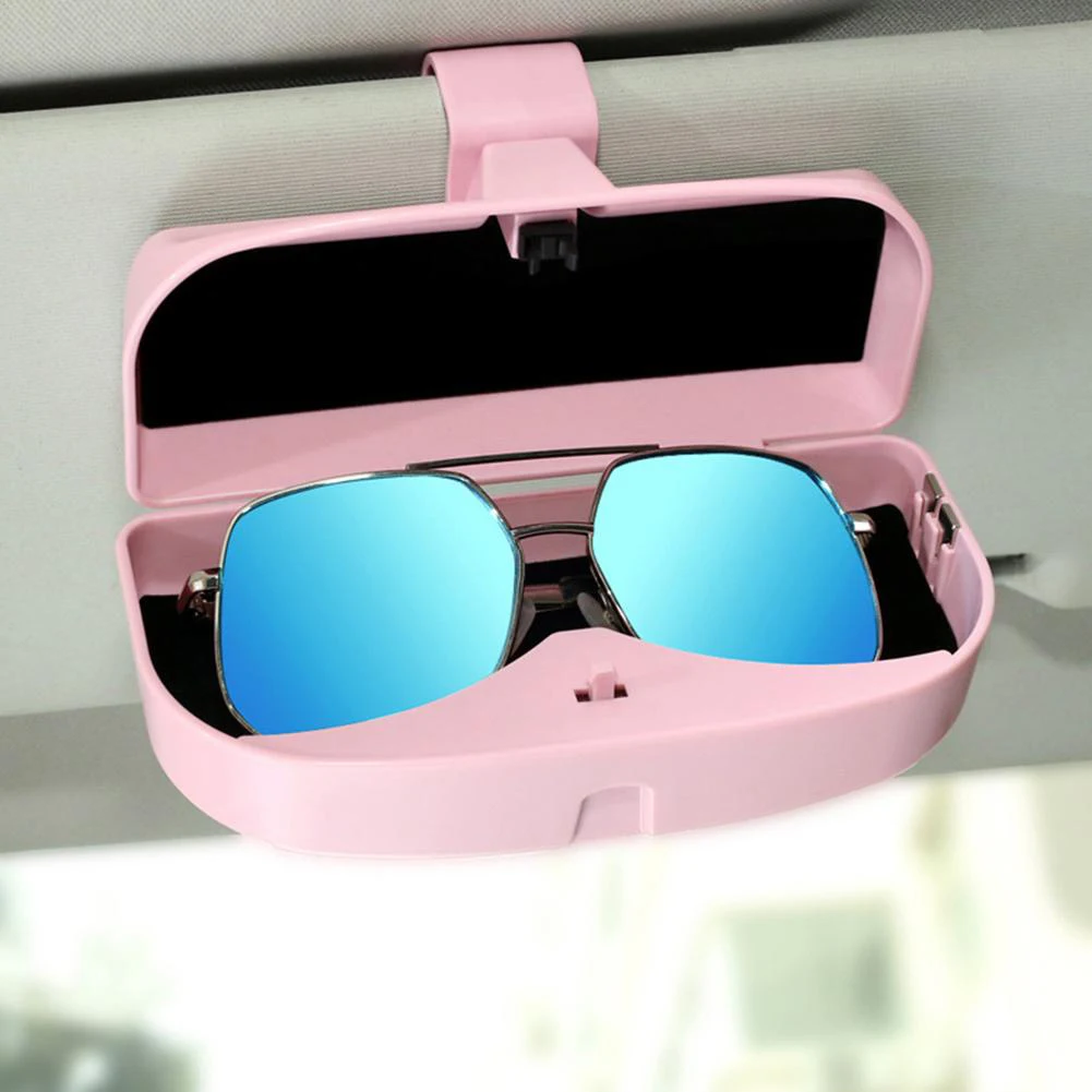 

Solid Car Glasses Case Large Capacity Sunglasses Ticket Holders Car Visor Case ID Card Storage Box Interior Accessories