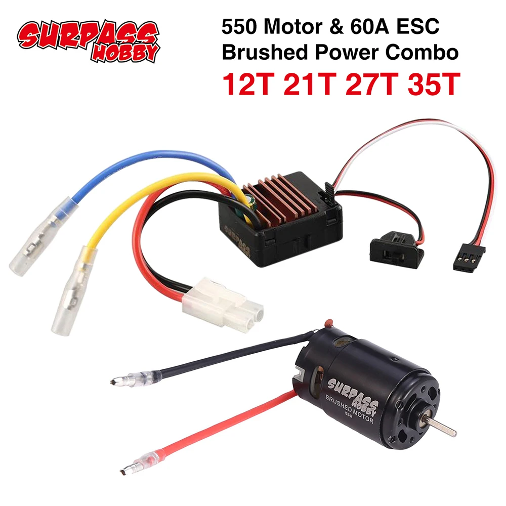 

Hot Sale SURPASS HOBBY 550 Brushed Motor 12T 21T 27T 35T with 60A ESC for 1/10 RC Off-road Racing Car