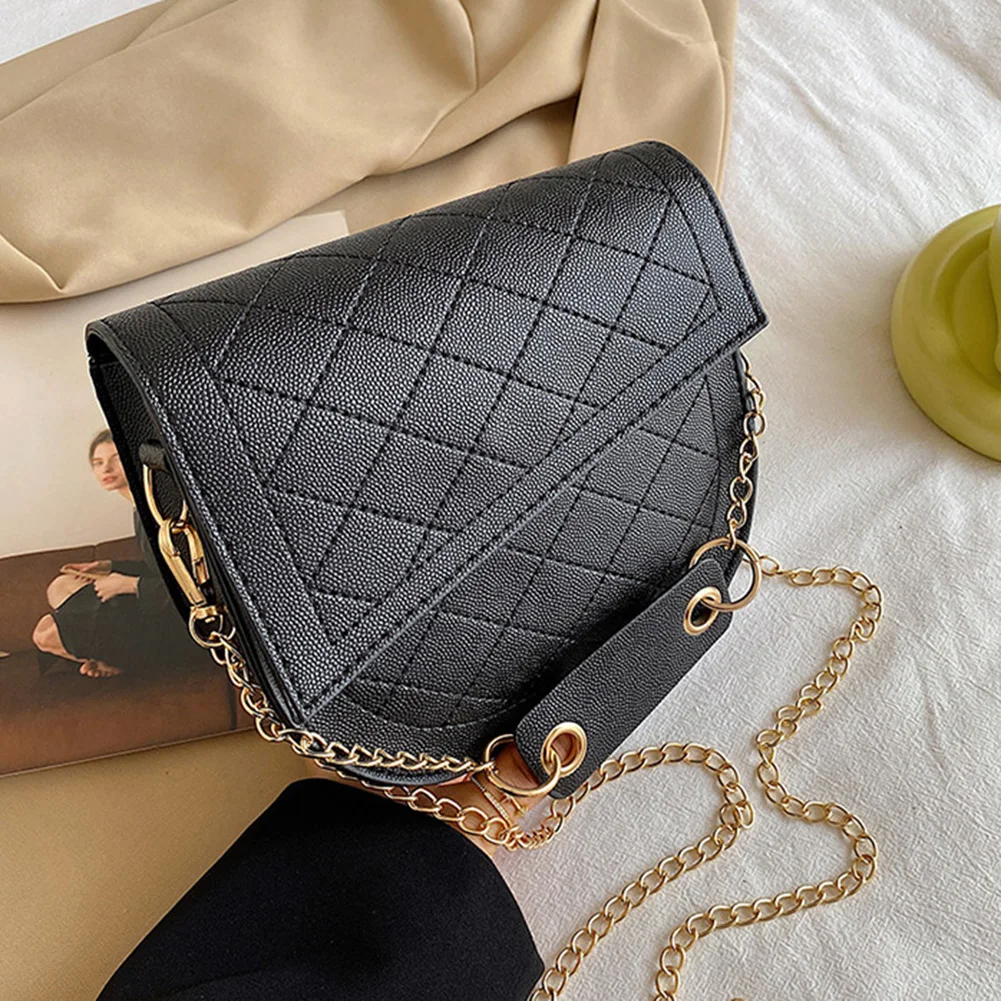 

Fashion Women Lattice Pattern Saddle Shoulder Crossbody Messenger Bag Ladies Casual PU Leather Mini Flap Purse Handbags