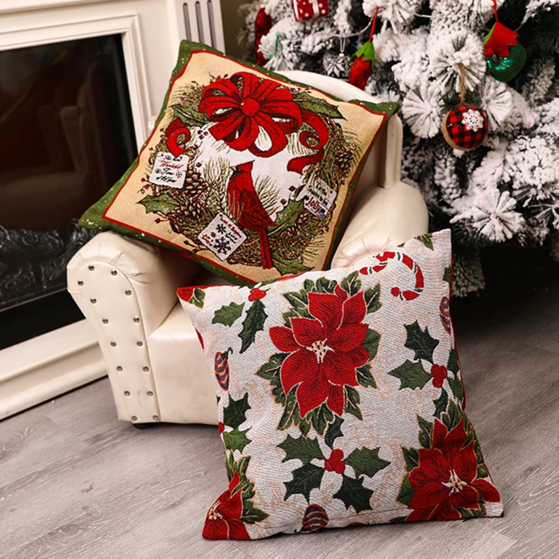 

2021 Christmas Decoration Cushion Cover Cartoon Elk Santa Cushion Cover Christmas Pillow Case Linen Decoration Pillow Home Decor