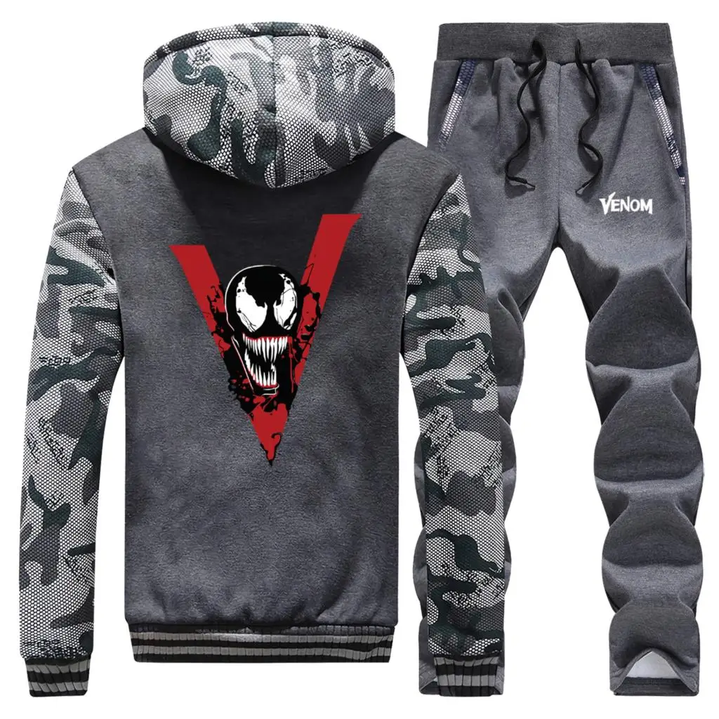 Venom утепленные толстовки для мужчин модный бренд толстовка + брюки комплекты из 2