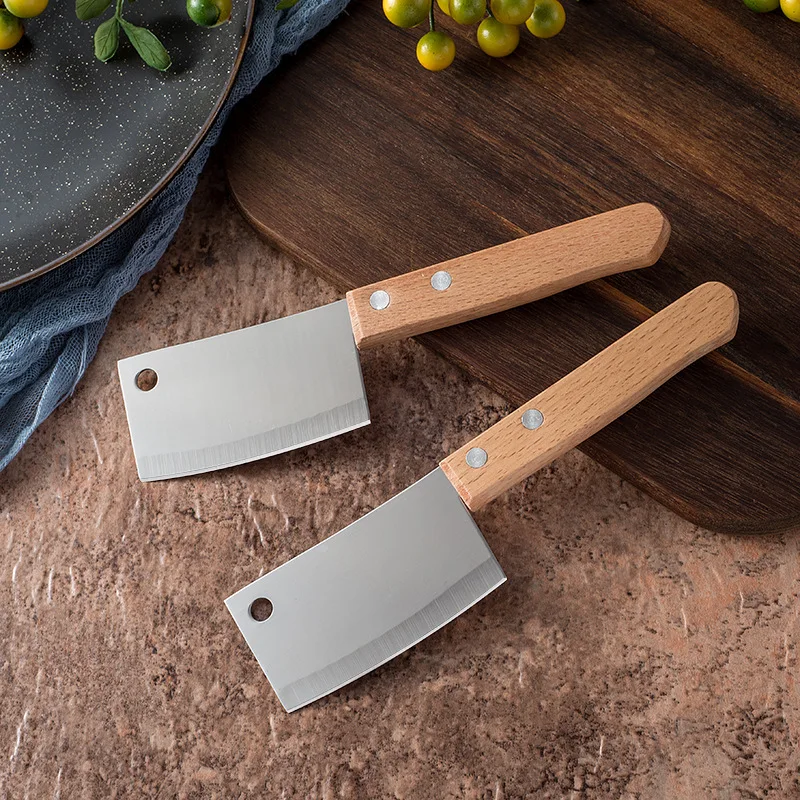 

2PCs Cheese Knife Survival Camping Outdoor Meat Chopping Portable Chef Kitchen Cleaver Vegetable Knife BBQ Tools Stainless Steel