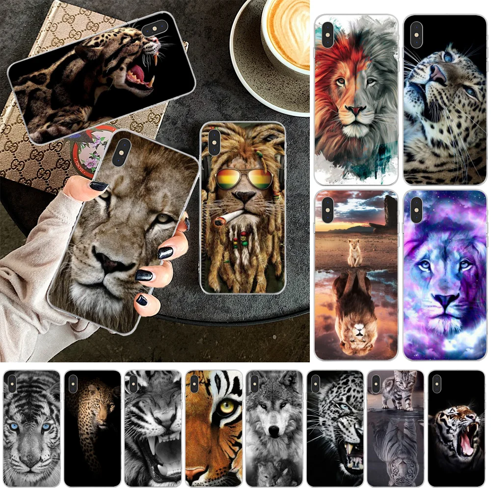 Льва тигра волка животного ТПУ чехлы для мобильного телефона из мягкого силикона