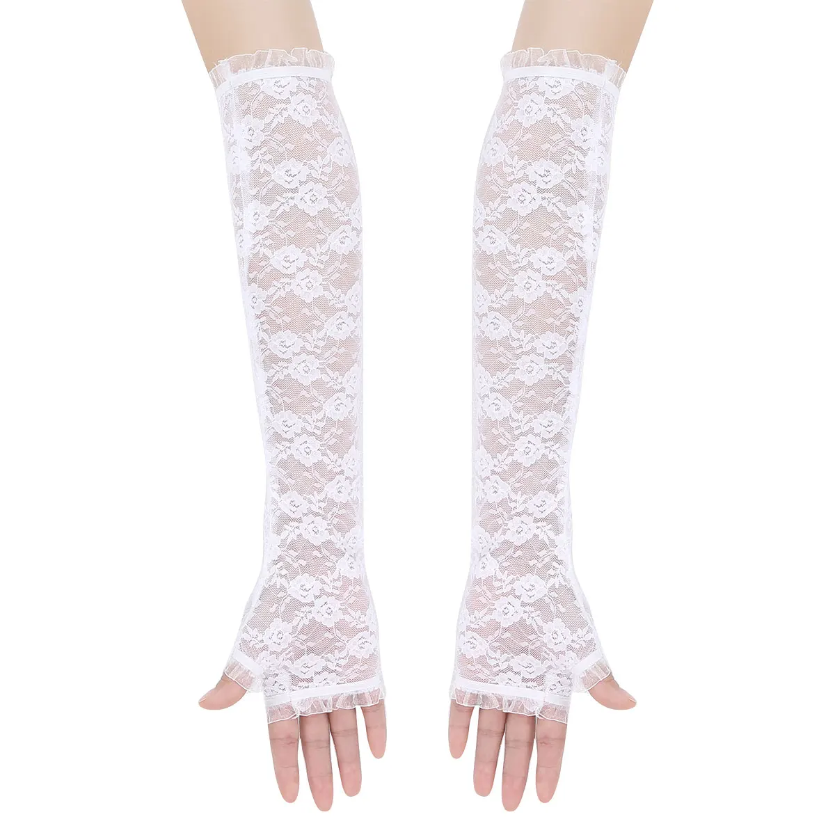 Fingerless Sexy Lace Hollow Out Women Long Gloves Transparent Ladies UV Protection Exquisite Girl Wedding Gloves Accessories New images - 6