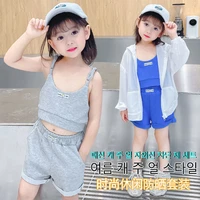 girls suspender suit 2021 new summer dress foreign style childrens baby korean sunscreen sportswear two piece set baby girl cl