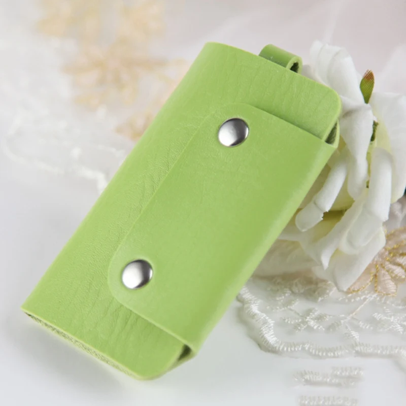 Green Кошельки для автомобильных ключей с 6 держателями для ключей, модные, унисекс, искусственная кожа, автомобильный держатель для ключей, сплошной цвет, кошелек для ключей для женщин и мужчин, чехол для ключей - Цвет: Green
