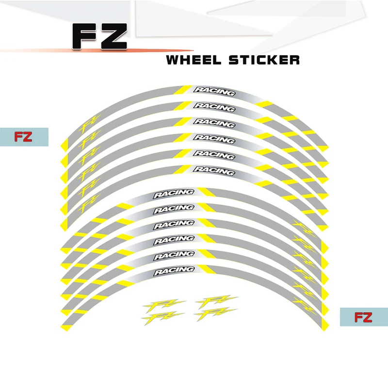 Светоотражающие наклейки с логотипом на обод мотоцикла полосатые