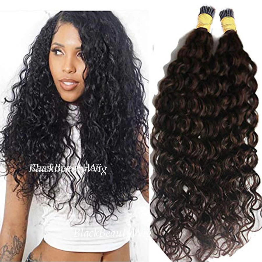 

Deep Curly I Tip Human Hair Extension Microlink Brazilian Loose Curly Remy Pre Bonded Stick I Tip Hair 100strands 100g #2 #4 #1b