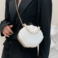 cute acrylic chains shell crossbody bags for women 2021 harajuku candy color handbag shoulder bag small clip bags female tote