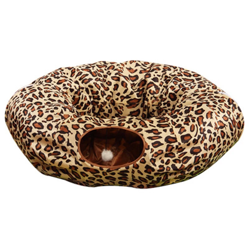 Collapsible Rolling Dragon Pet Amusement Park Cat Channel Drilling Holes Leopard Print Tunnel Interactive Toy Supplies | Дом и сад