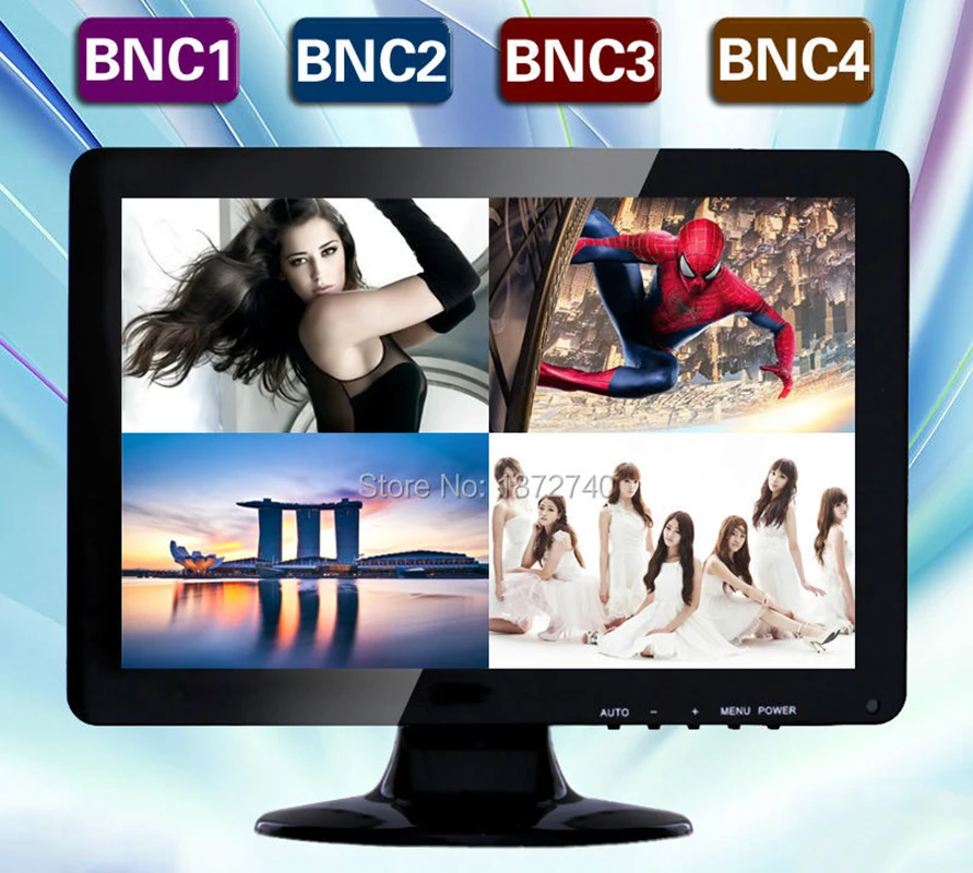 

12.1'' inch high-definition LCD computer monitor Bnc1 Bnc2 Bnc3 bnc4 four image segmentation can be connected with four cameras