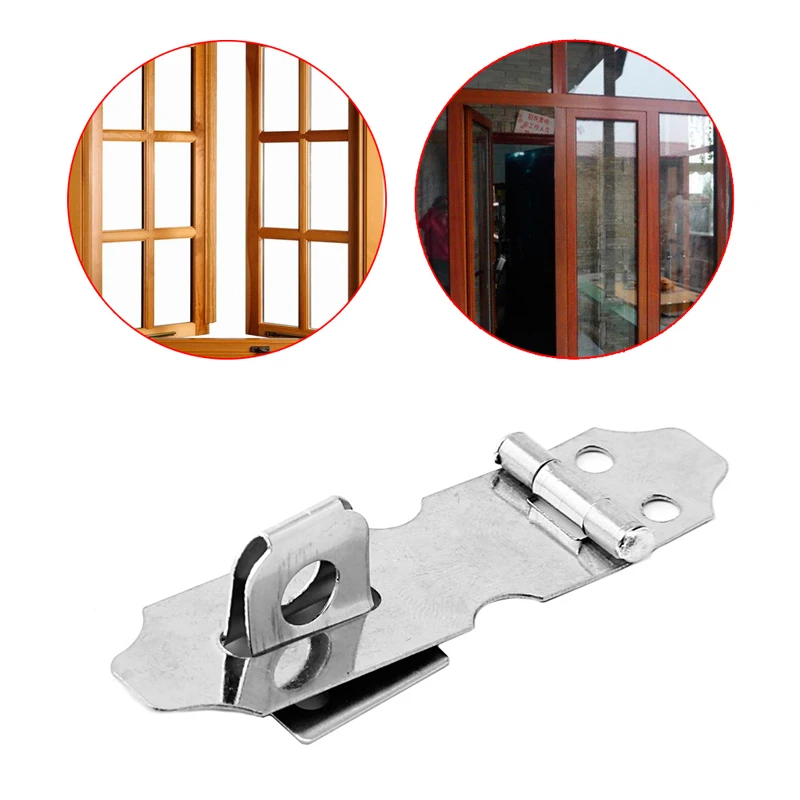 

4Pcs Home Drawer Door Safety Padlock Latch Hasp Staple Stainless Steel NO.5