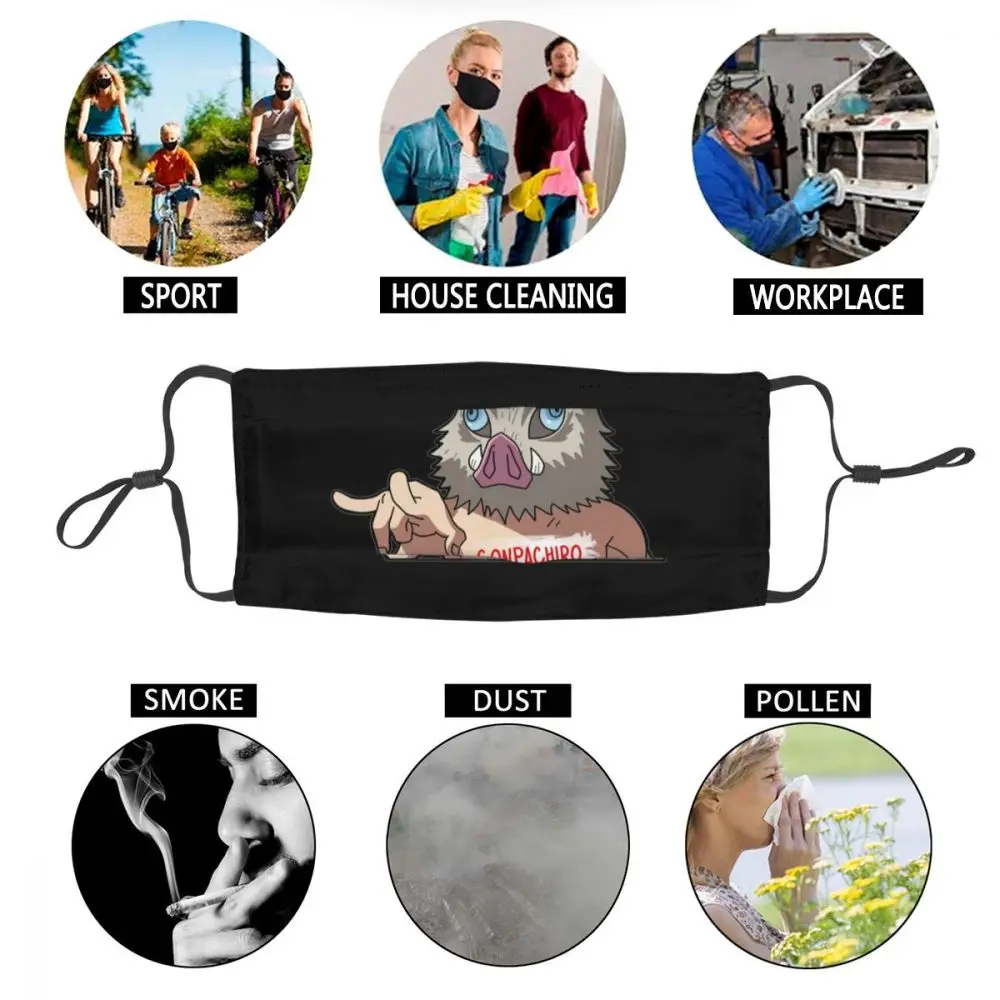 

Inosuke Hashibira Demon Slayer Kimetsu No Yaiba Face Mask Retro Respirator Muffle Dustproof Protection Cover