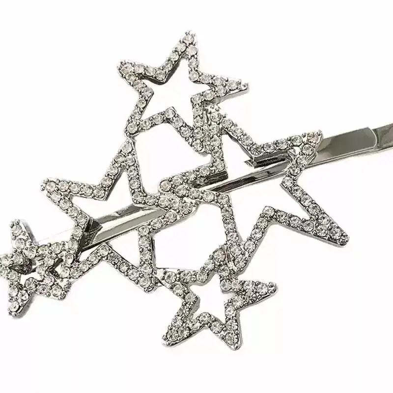 Женская заколка для волос с кристаллами 1 шт. металлическая со звездочками
