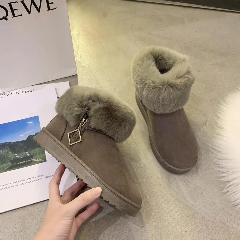 

Winter Women Snow Boots Waterproof Non-slip Women Boots Thick-soled Plush Warm Short Boots 2020 Fashion Solid Color Snow Boots