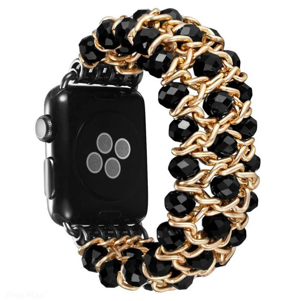 for Apple Watch 5 40MM 44MM Handmade Pomegranate Shape Agate Beads Elastic Band Watch Bracelet For iwatch Series 4/3/2 38mm 42mm