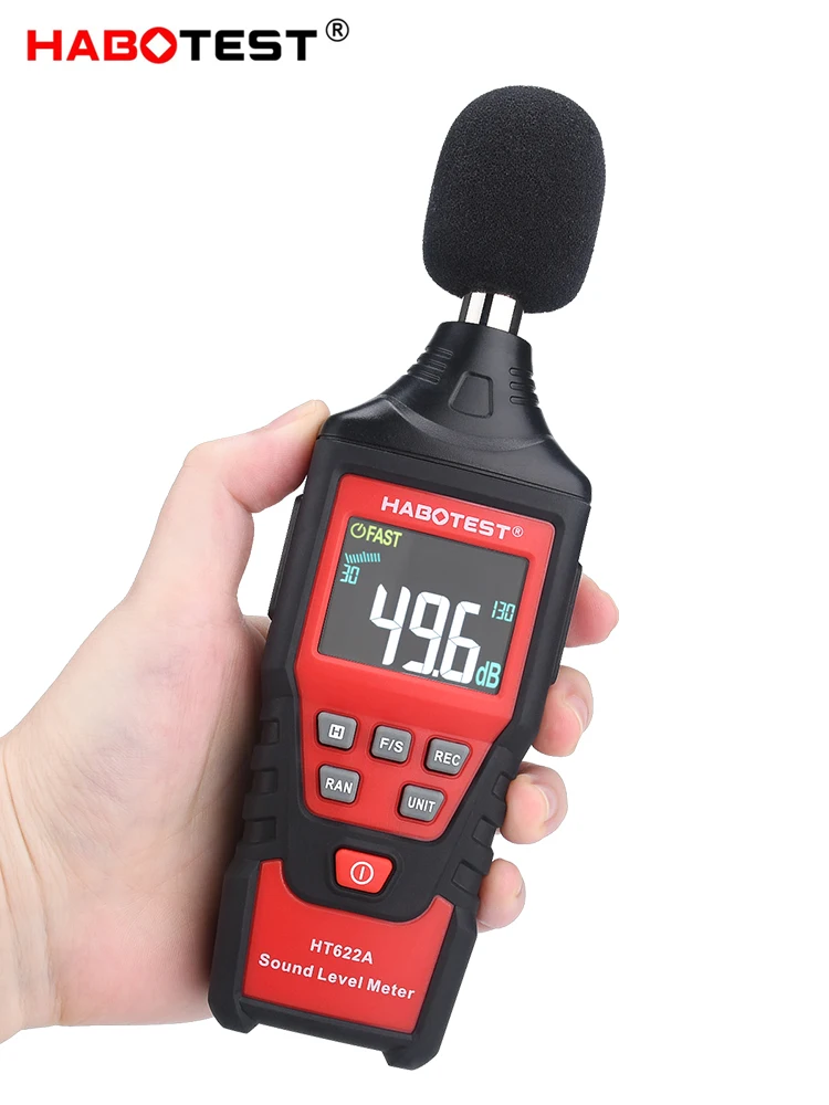 Habotest HT622A цифровой измеритель уровня звука регистратор 30~ 130 дБ цифровой диагностический инструмент ЖК-подсветка Высокая сигнализация регистрации данных