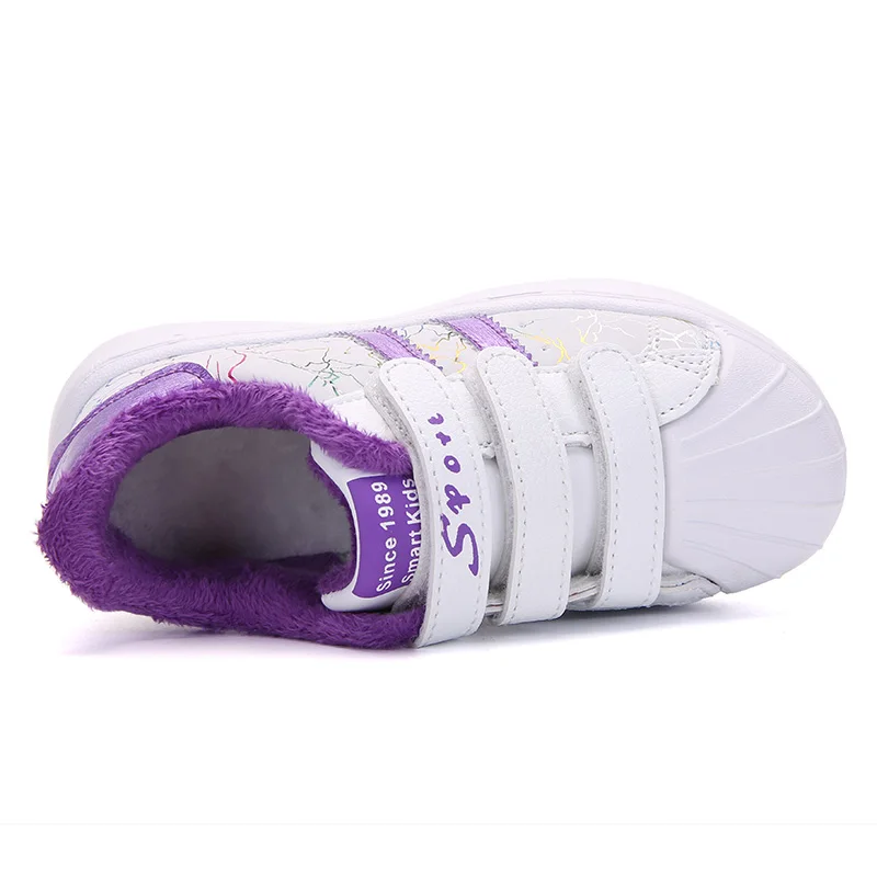 

Child Fashion Casual Shoes Soft Girl Shell-Toe Sneakers Kid Warm Shoes Lightweight Velcro Sports Shoes Plus Velvet Non-Slip