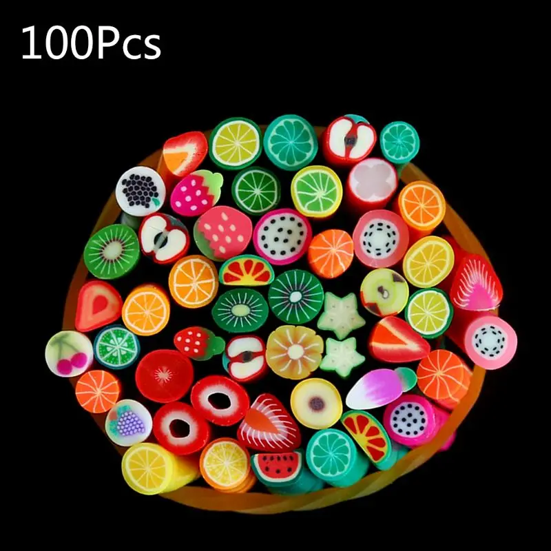 100 шт. Fimo искусственные кусочки фруктов палочки стержень для слайма поставки гвоздей искусство советы глиняные игрушки DIY аксессуары