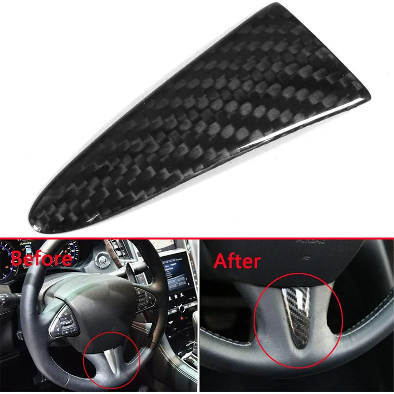 

Real Carbon Fiber Steering Wheel Logo Fullfill Sticker Trim fit for Infiniti Q50 Q60