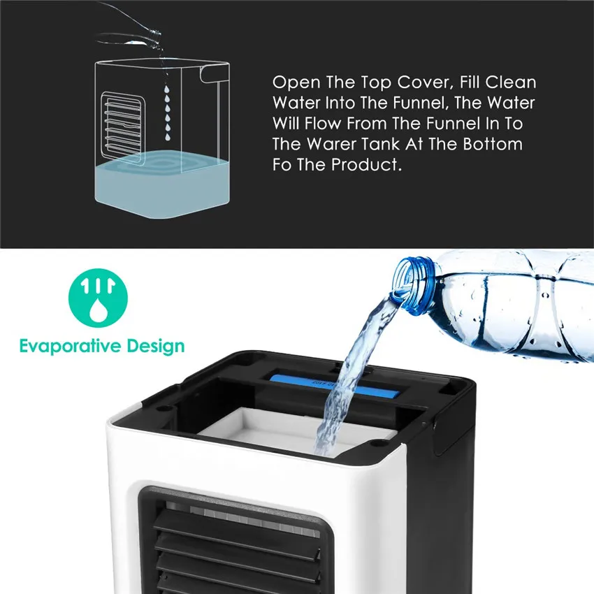 

Rechargeable Portable Air Conditioner 4 In1 Personal USB Mini Air Cooler Humidifier Purifier Air Cooling Fan For Car Office Home