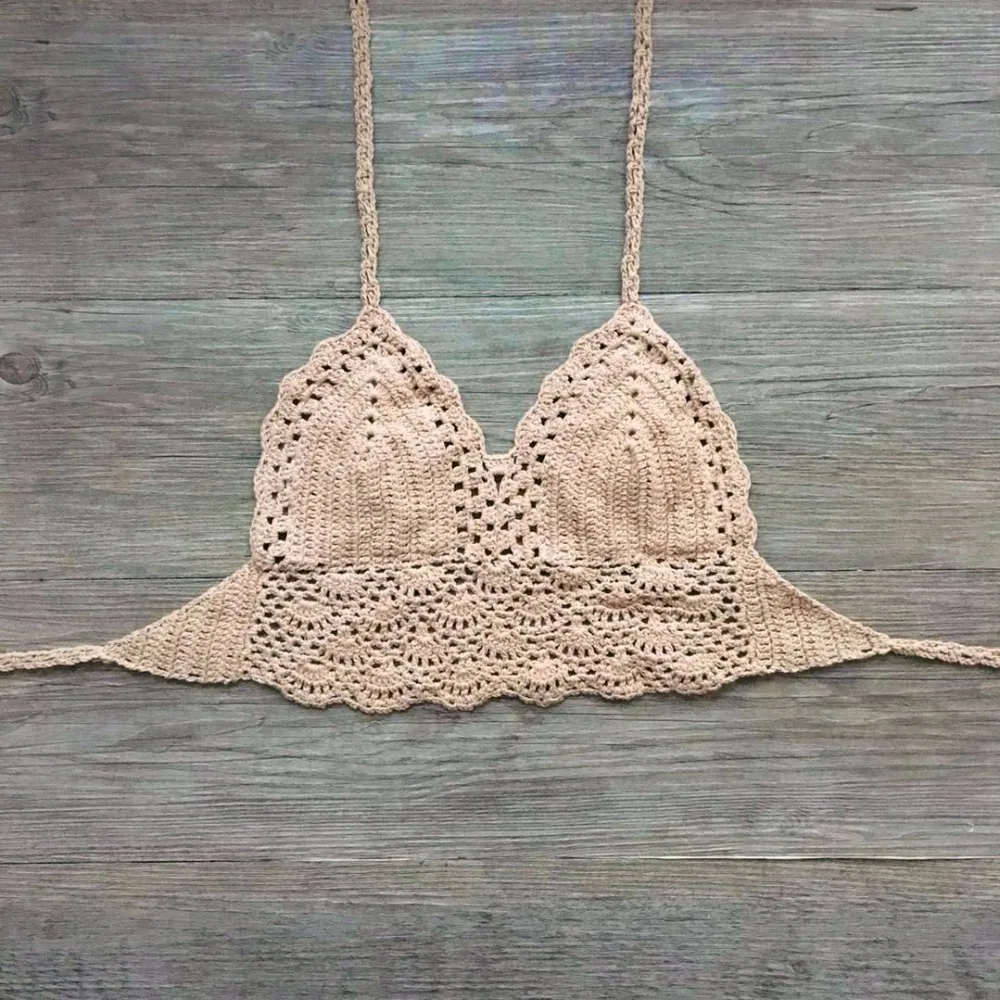 Вязаный крючком сексуальный купальник женский ручной работы бикини топ летний