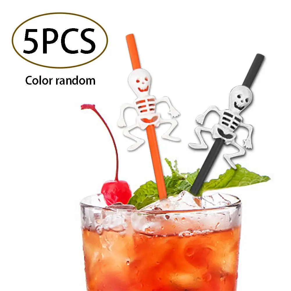 5 шт./компл. Хэллоуин соломенная шляпа с черепа тыквы украшения стакан соломенным