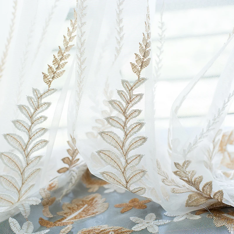 

Luxury Curtains for Bedroom Thick Window Curtain Living Room Customized Curtains Plants Embroidered Drapes Simple Nordic Blinds