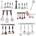 Мини винтажный кукольный домик, миниатюрная посуда, столовые приборы, подставка, вилка, ложка, детская игрушка, кукольный домик, симулятор, кухонные игрушки