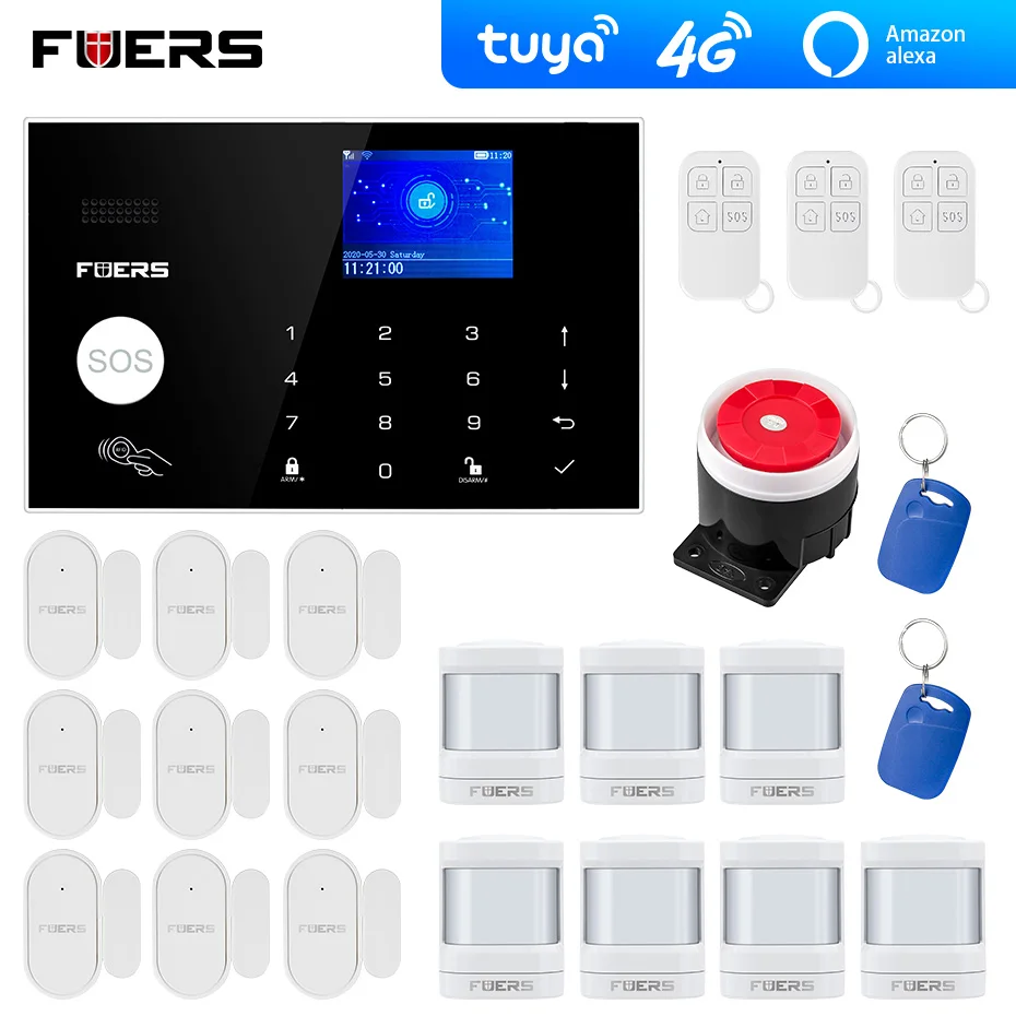 

4G Tuya Alexa Wifi GSM alarm systems Security Alarm Smart Home Burglar Alarm System Motion Detection RFID Panel