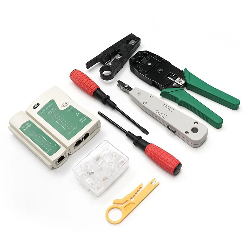 11 in 1 Network Cable Repair Maintenance Tool Kit Set Phone Cable Crimper 8P8C 6P4C Connectors RJ45 RJ11 Network Tester