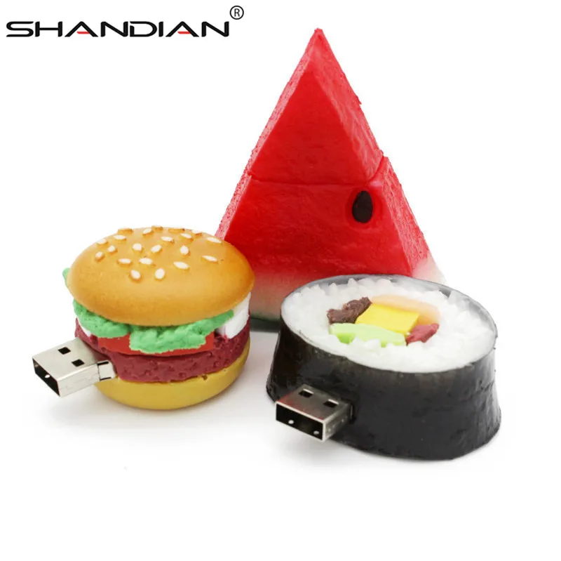 SHANDIAN food usb флешка креативный гамбургер суши арбуз 4 ГБ 16 32 карта памяти u диск