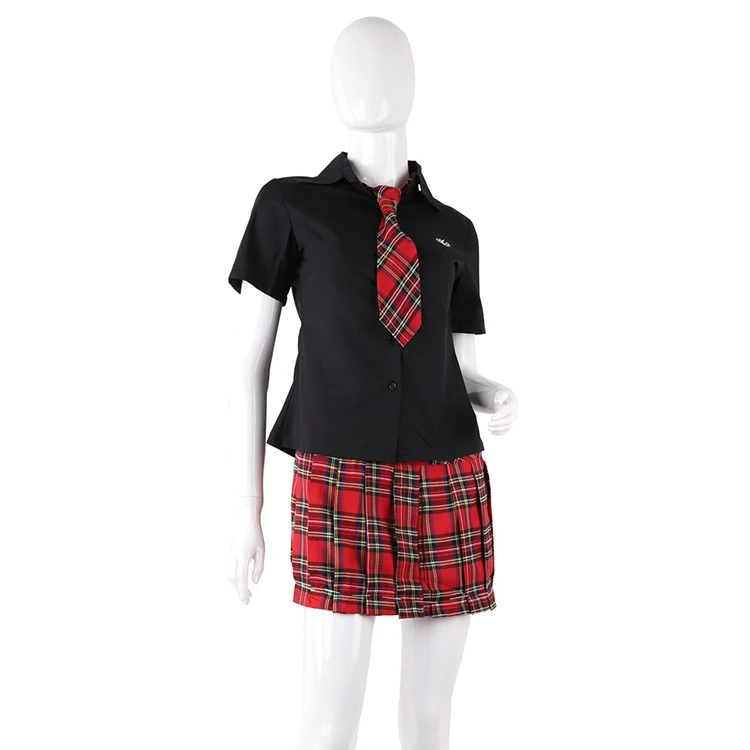 

Modern Style Halloween Costume Adult Female Black Pleated Skirt School Uniform Black Pleated Masquerade Performance Dress Up
