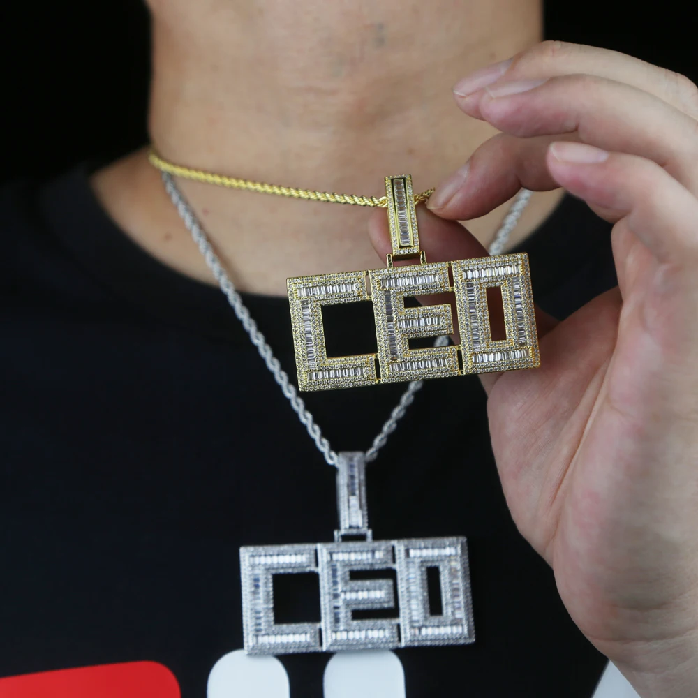 Ожерелье унисекс из фианита большой кулон с фианитом в виде буквы директора