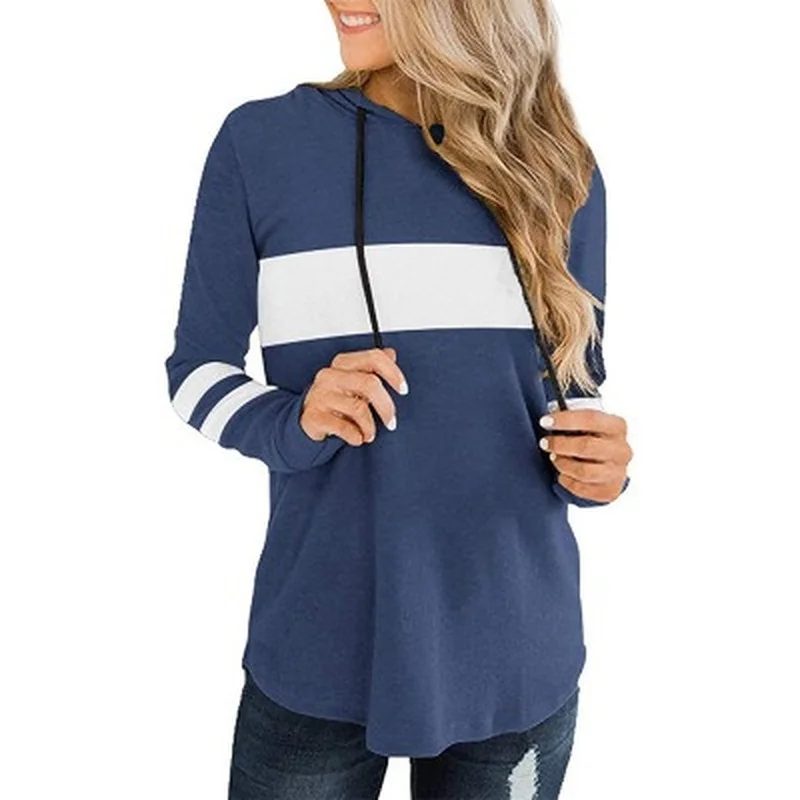 

2021 new spring and autumn leisure fashion women's top long sleeve splicing Hoodie T-shirt