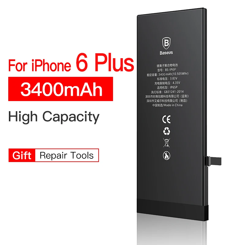 3400mAh For iP 6p Аккумулятор для мобильного телефона Baseus для iPhone 8, 7, 6, 6s s Plus, 5, 5S, 5c, 7 plus, 6 plus, сменный аккумулятор для iPhone7, iPhone6 - Цвет: 3400mAh For iP 6p