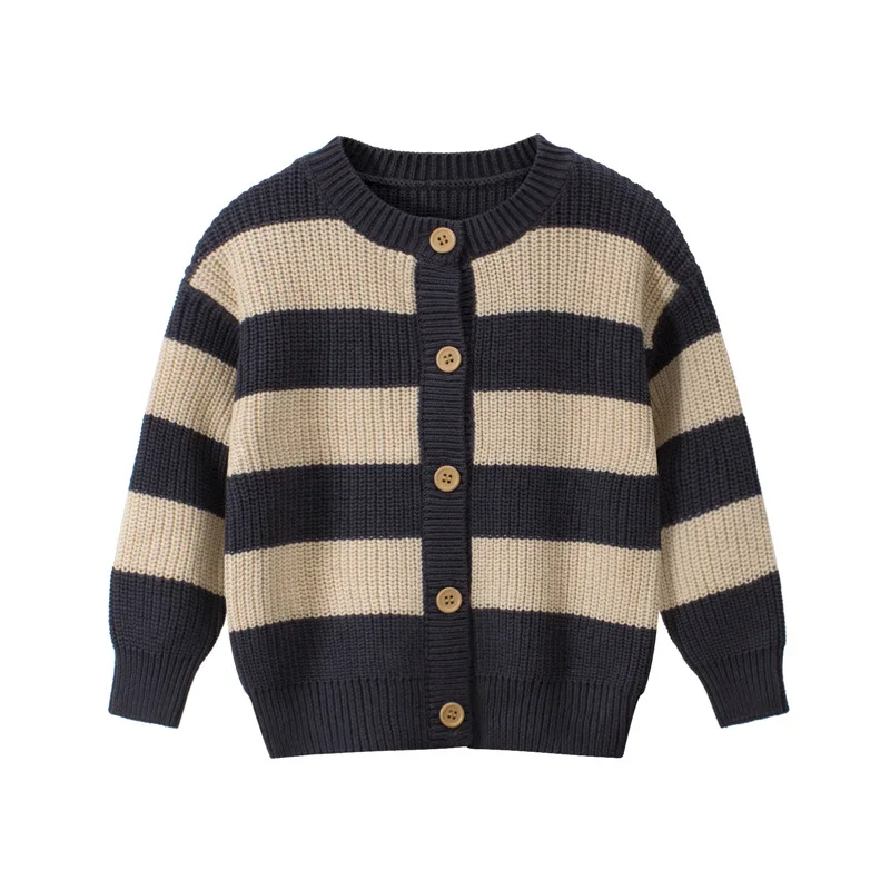 

Children Striped Knitting Girls Cardigan Sweater 2021 Baby Winter Clothes Kids Boy Girl Single Breasted Pullover Tops Sweaters