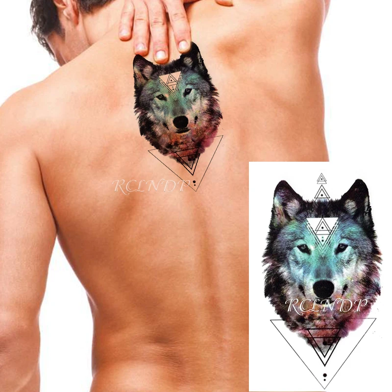 Водонепроницаемая Временная тату-наклейка с изображением волка большого