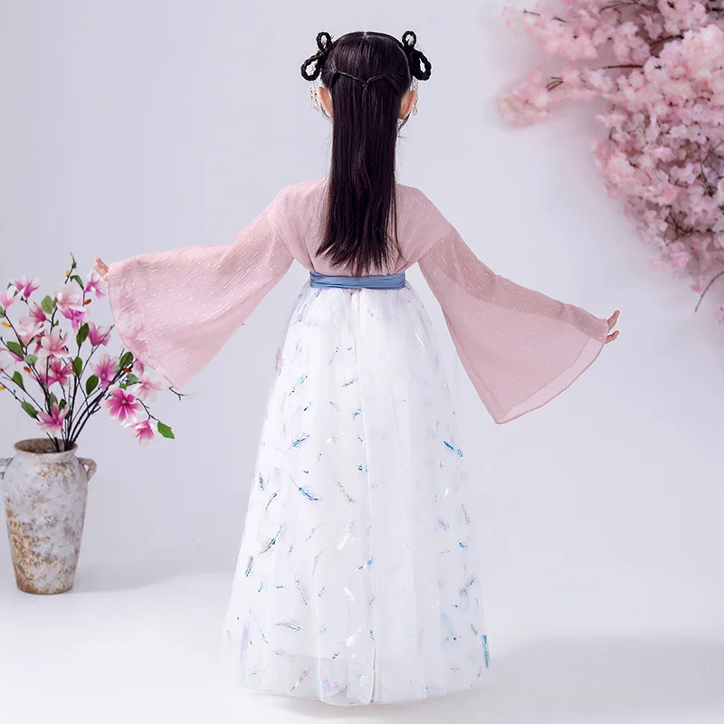 Детский костюм Тан старинный летнее платье ханьфу для девочек сказочное