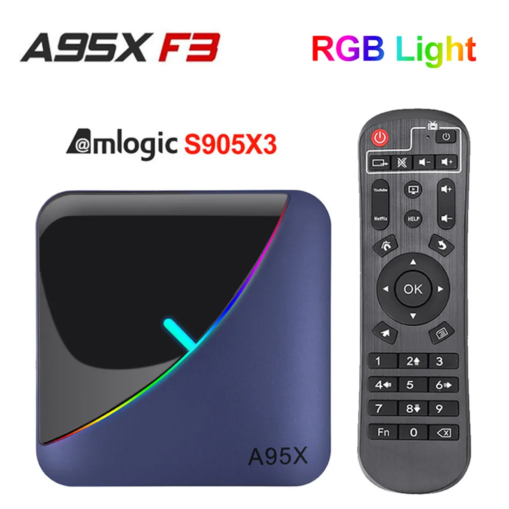 ТВ приставка A95X F3 на Android 9 0 светильник 4 + 64/32 ГБ Amlogic S905X3 8K 60 к/с|ТВ-приставки и