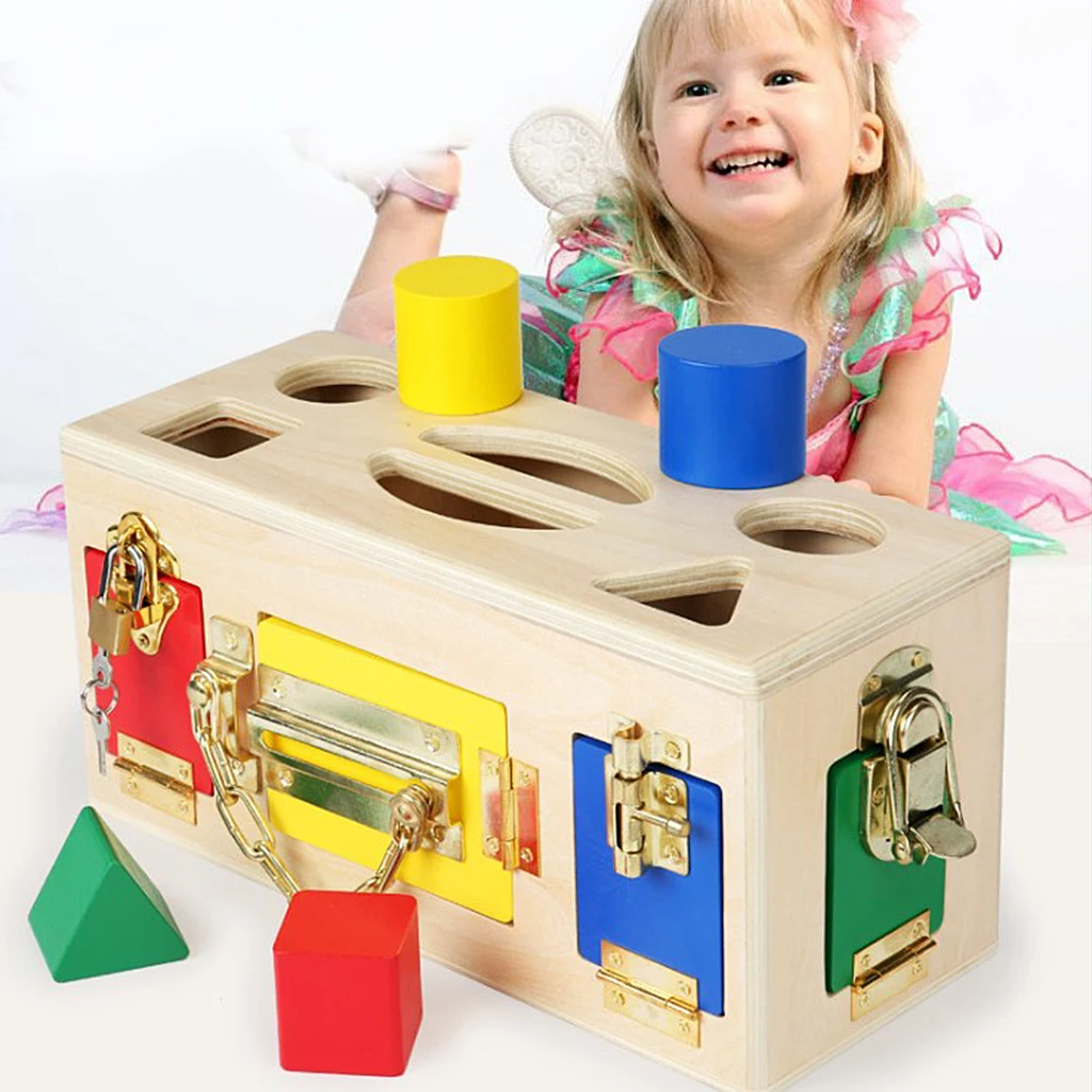 

Children Montessori Lock Box Matching Game Intelligence Teaching Tool Gift