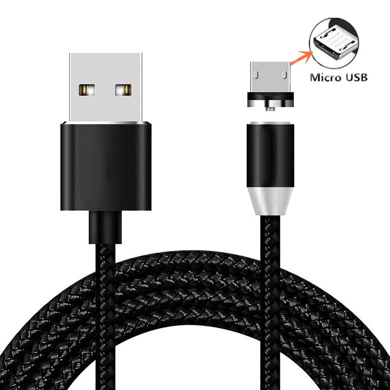 Для samsung A3 A5 A7 J3 J4 J6 J7 J8 A7 A9 A50 A70 QC 3,0 зарядное устройство для быстрой зарядки Магнитный Тип usb C Micro СВЕТОДИОДНЫЙ кабель usb - Цвет: Micro Cable Black