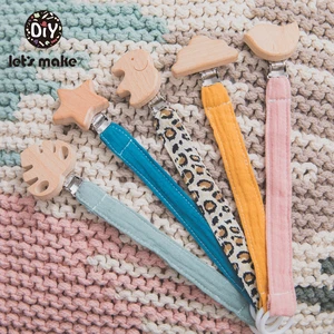 Let's Make ткань для животных, соски с цепочкой для младенцев, детские игрушки Прорезыватели Для новорожденных Однотонная одежда персонализированные для соски хлопок ниппель цепи