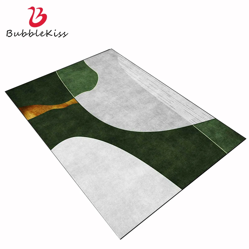 

Bubble Kiss Soft Carpets For Bedroom Modern Curve Geometry Dark Blue Gold Gray Floor Mats Customized Living Room Decor Area Rugs