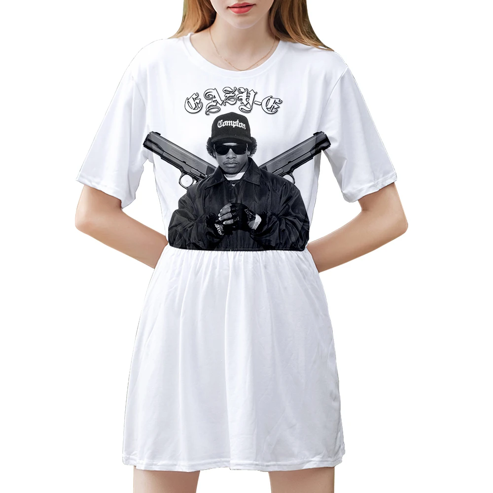 Гангста рэп Eazy E женское платье с 3D принтом модное негабаритное коротким рукавом