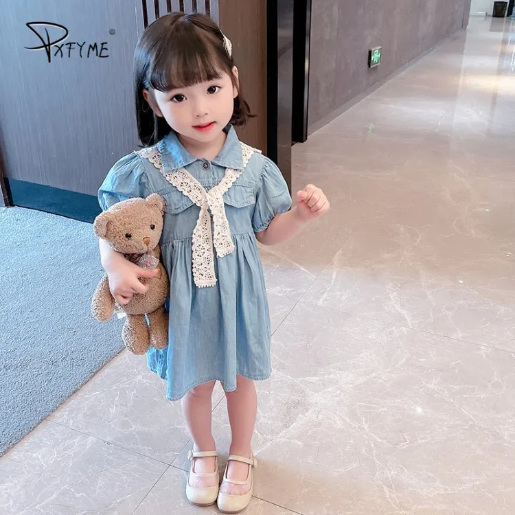 

Children's Clothes Girls Dresses Baby Girls Clothes Kids 2021 Summer Princess Cowboy Sundress Girls Casual Long Flower Girl